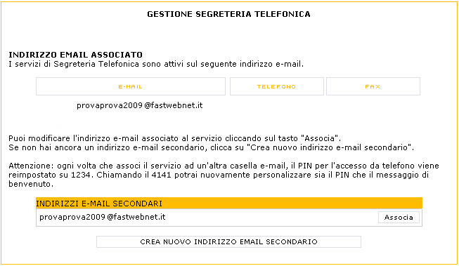 MyFastweb - Segreteria telefonica